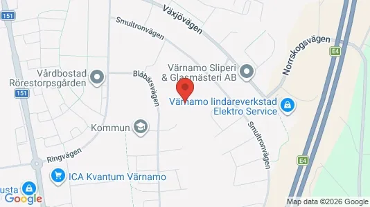 Bostadsrätter till salu i Värnamo - kort over placeringen