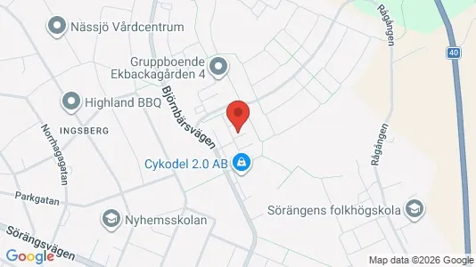 Lägenheter till salu i Nässjö - kort over placeringen