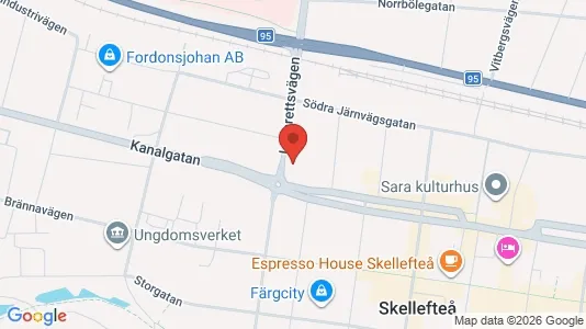Lägenheter till salu i Skellefteå - kort over placeringen