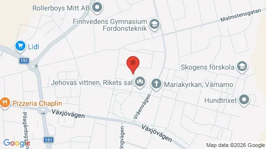 Bostadsrätter till salu i Värnamo - kort over placeringen