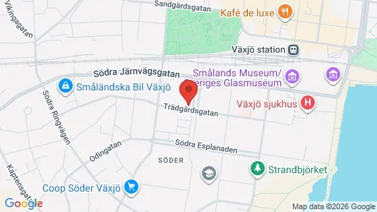 Bostadsrätter till salu i Växjö - kort over placeringen
