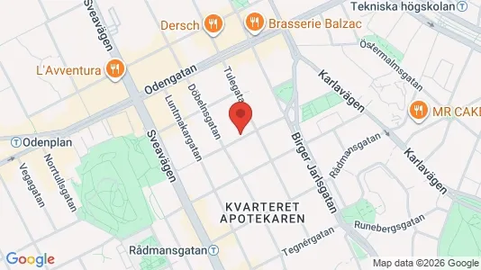 Lägenheter till salu i Vasastan - kort over placeringen