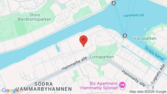 Lägenheter till salu i Hammarbyhamnen - kort over placeringen