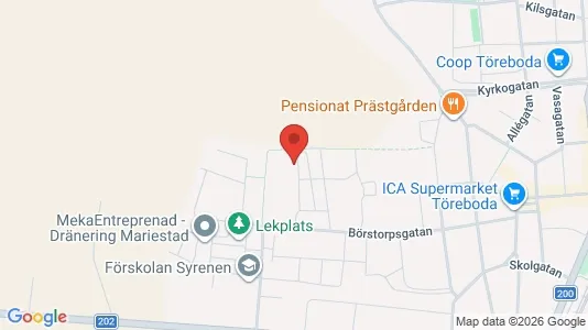 Bostadsrätter till salu i Töreboda - kort over placeringen