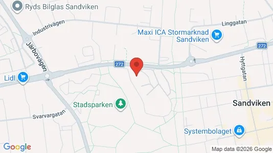 Bostadsrätter till salu i Sandviken - kort over placeringen