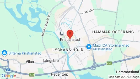 Lägenheter att hyra i Kristianstad - kort over placeringen