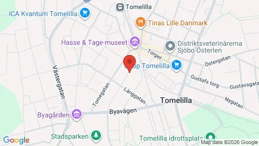Lägenheter till salu i Tomelilla - kort over placeringen