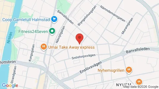 Lägenheter till salu i Halmstad - kort over placeringen