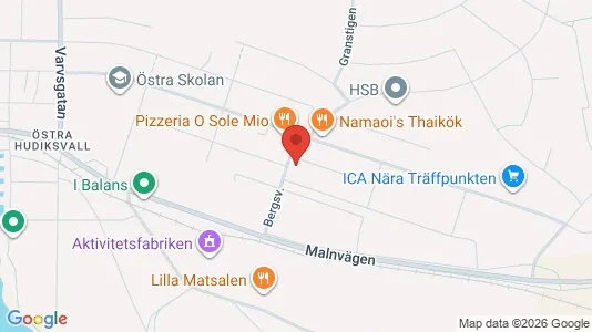 Bostadsrätter till salu i Hudiksvall - kort over placeringen