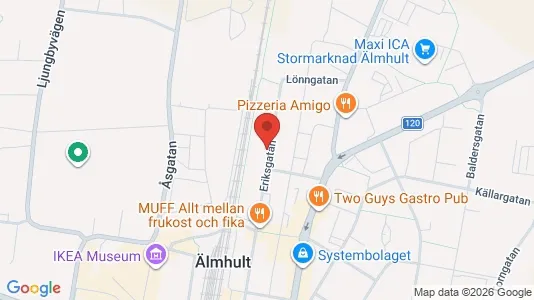 Bostadsrätter till salu i Älmhult - kort over placeringen