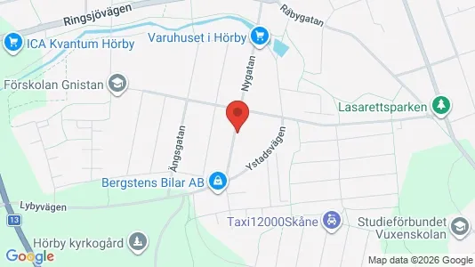 Bostadsrätter till salu i Hörby - kort over placeringen