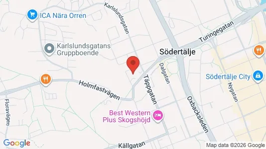 Bostadsrätter till salu i Södertälje - kort over placeringen