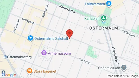 Bostadsrätter till salu i Östermalm - kort over placeringen