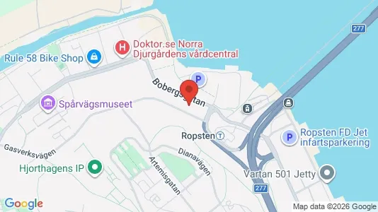Bostadsrätter till salu i Gärdet/Djurgården - kort over placeringen