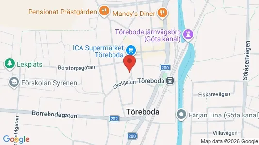 Bostadsrätter till salu i Töreboda - kort over placeringen