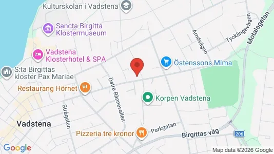 Lägenheter att hyra i Vadstena - kort over placeringen