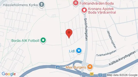 Bostadsrätter till salu i Borås - kort over placeringen