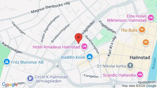 Bostadsrätter till salu i Halmstad - kort over placeringen