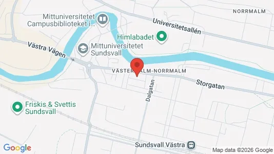 Bostadsrätter till salu i Sundsvall - kort over placeringen