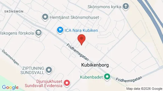 Bostadsrätter till salu i Sundsvall - kort over placeringen
