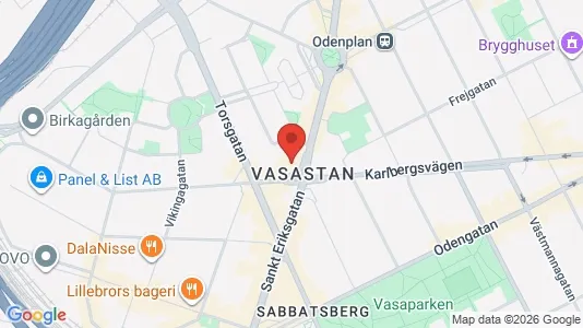 Bostadsrätter till salu i Vasastan - kort over placeringen