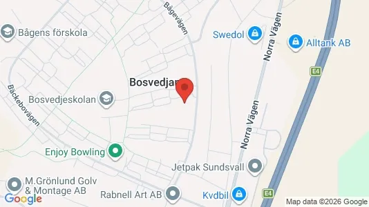 Bostadsrätter till salu i Sundsvall - kort over placeringen