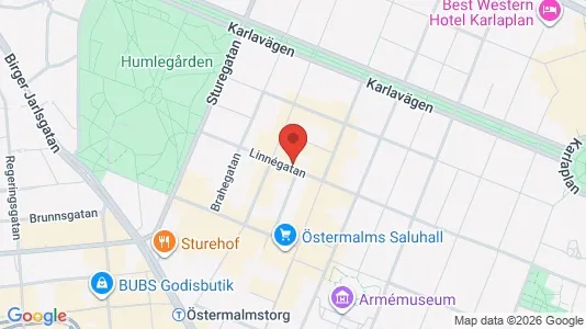 Lägenheter till salu i Östermalm - kort over placeringen