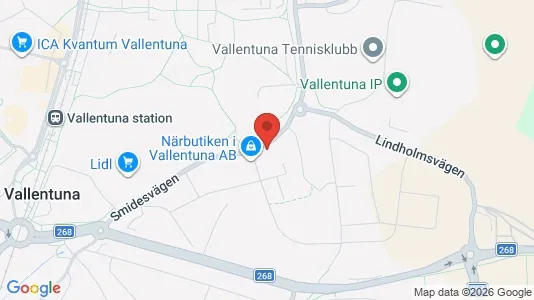 Lägenheter till salu i Vallentuna - kort over placeringen