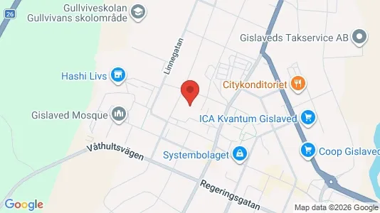 Bostadsrätter till salu i Gislaved - kort over placeringen