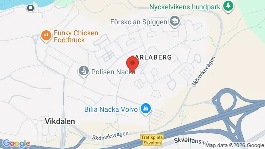 Lägenheter till salu i Nacka - kort over placeringen
