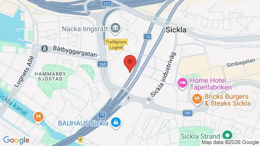 Lägenheter till salu i Nacka - kort over placeringen
