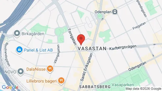 Lägenheter till salu i Vasastan - kort over placeringen