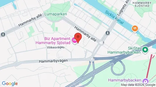 Lägenheter att hyra i Hammarbyhamnen - kort over placeringen