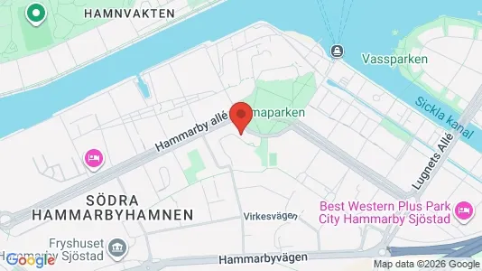 Lägenheter att hyra i Hammarbyhamnen - kort over placeringen