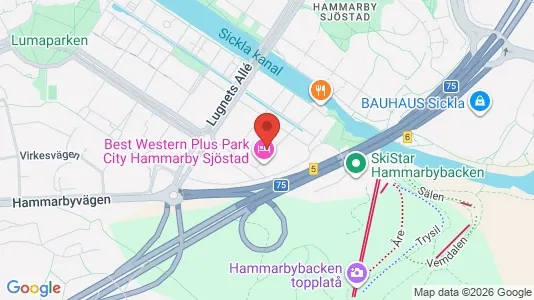 Lägenheter att hyra i Hammarbyhamnen - kort over placeringen