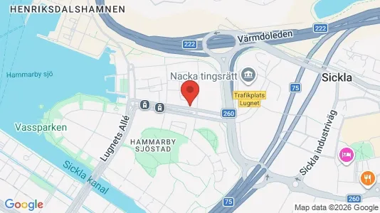 Lägenheter att hyra i Hammarbyhamnen - kort over placeringen