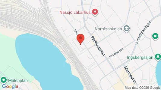 Bostadsrätter till salu i Nässjö - kort over placeringen