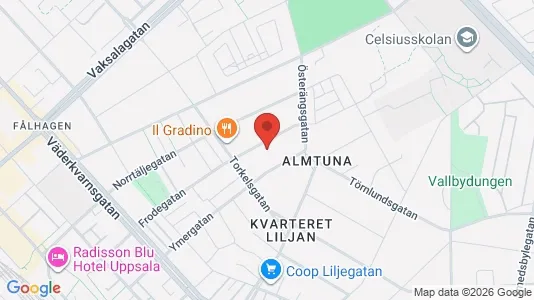 Lägenheter till salu i Uppsala - kort over placeringen