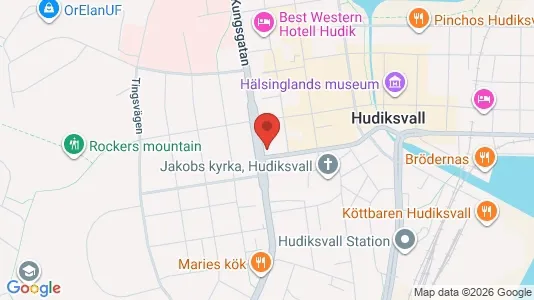 Bostadsrätter till salu i Hudiksvall - kort over placeringen