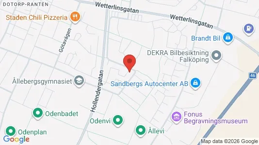Bostadsrätter till salu i Falköping - kort over placeringen