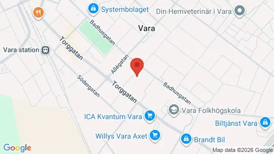 Bostadsrätter till salu i Vara - kort over placeringen