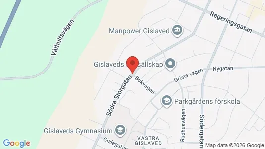 Bostadsrätter till salu i Gislaved - kort over placeringen