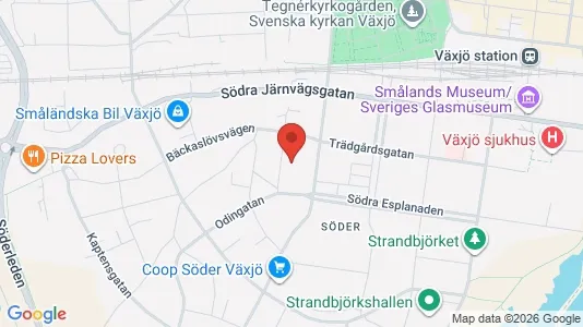 Lägenheter till salu i Växjö - kort over placeringen