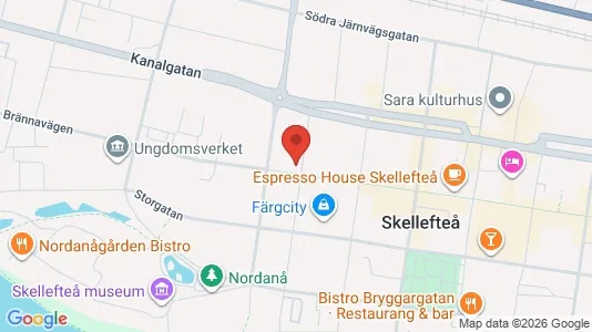 Lägenheter att hyra i Skellefteå - kort over placeringen
