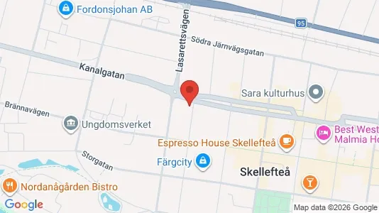Lägenheter att hyra i Skellefteå - kort over placeringen