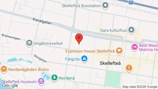 Lägenheter att hyra i Skellefteå - kort over placeringen