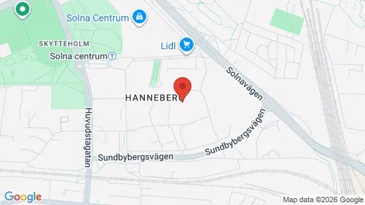 Lägenheter att hyra i Solna - kort over placeringen