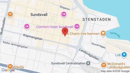 Lägenheter till salu i Sundsvall - kort over placeringen