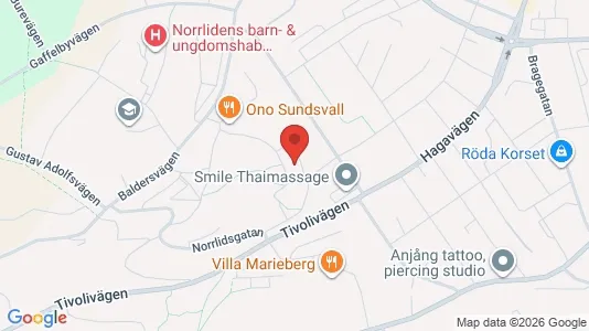 Bostadsrätter till salu i Sundsvall - kort over placeringen