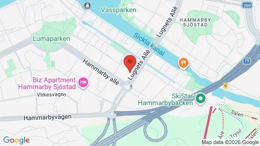 Bostadsrätter till salu i Hammarbyhamnen - kort over placeringen